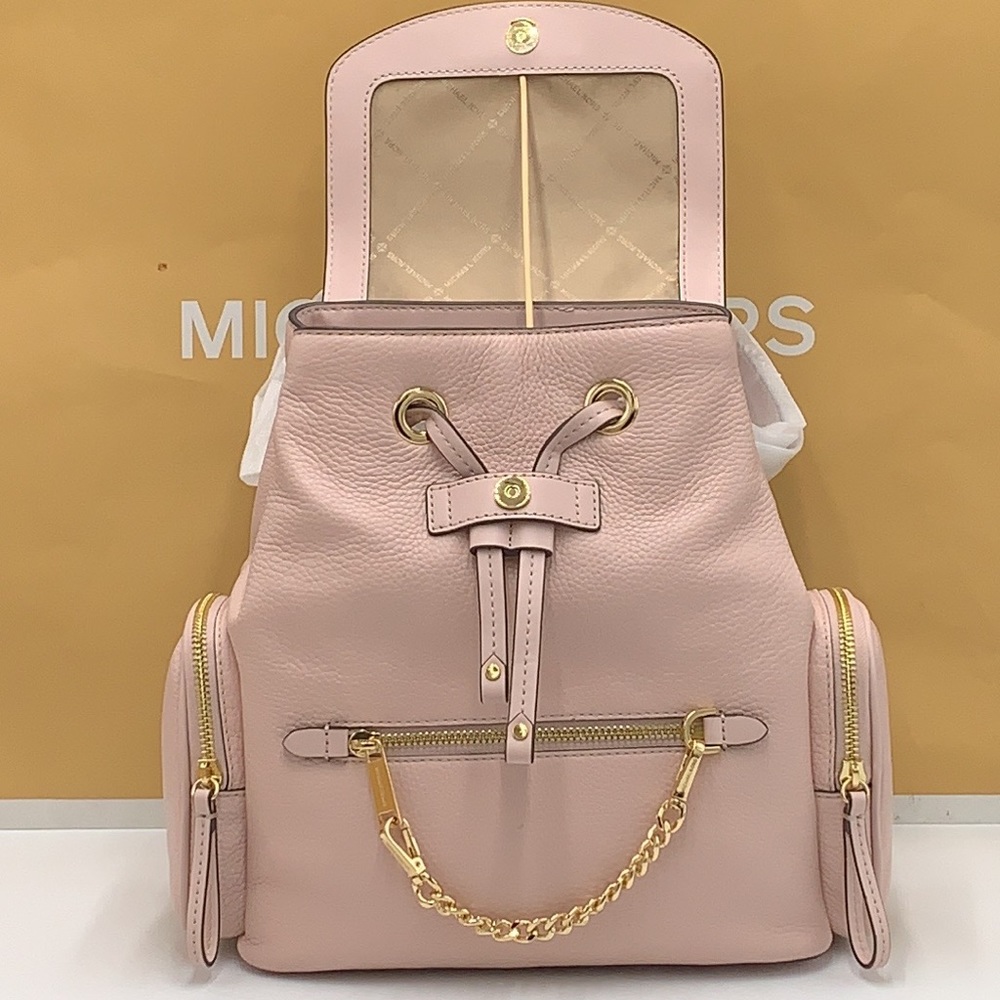 MICHAEL KORS 
Jet Set Medium Pebbled Leather Backpack POWDER BLUSH COLOR - Picture 5 of 16